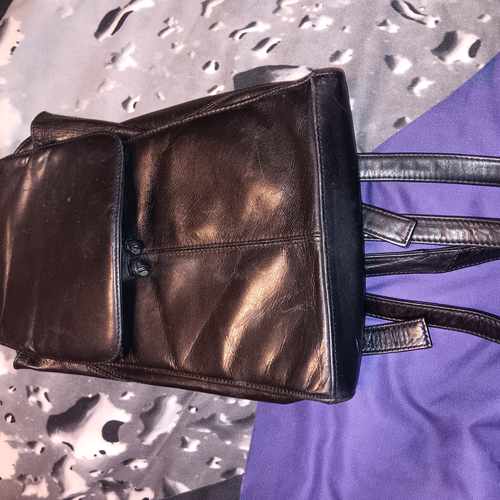 Men's Black Leather Backpack